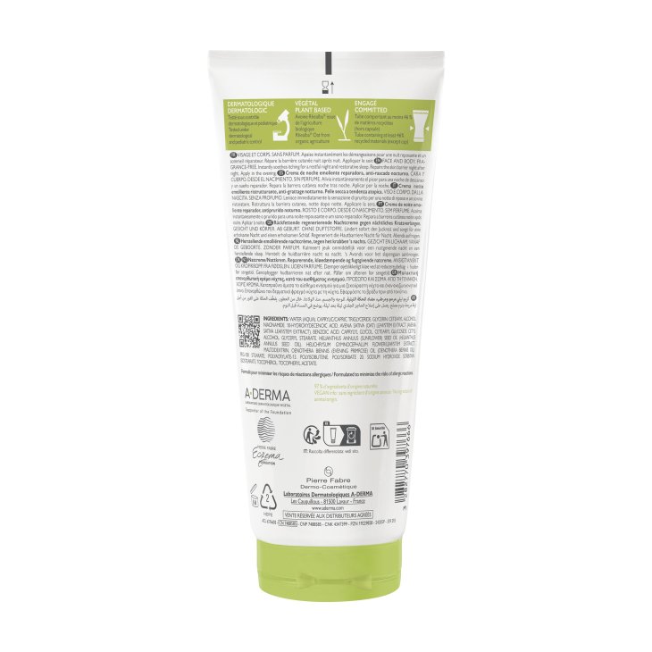 A-Derma Exomega Control Crema Notte Emolliente Ristrutturante 200 ml