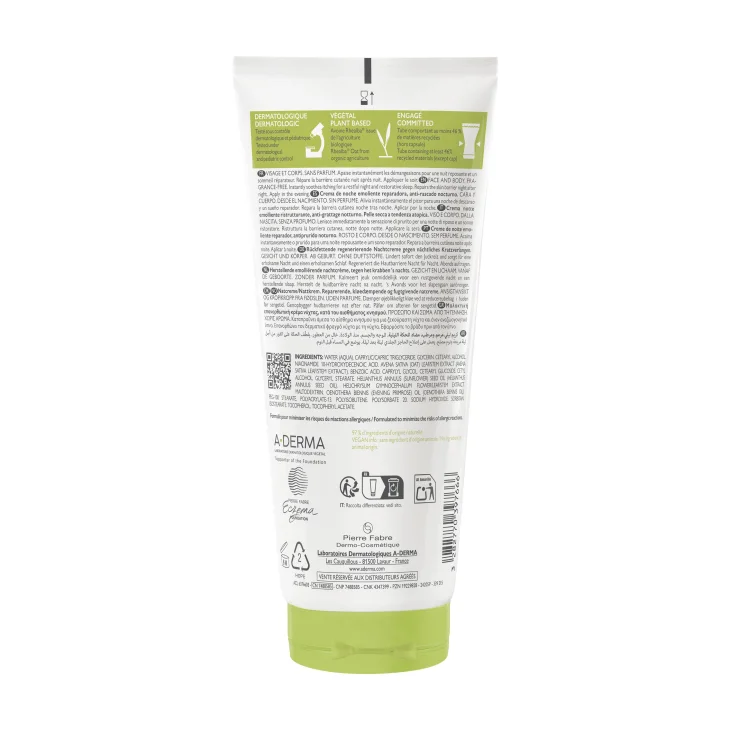 A-Derma Exomega Control Crema Notte Emolliente Ristrutturante 200 ml