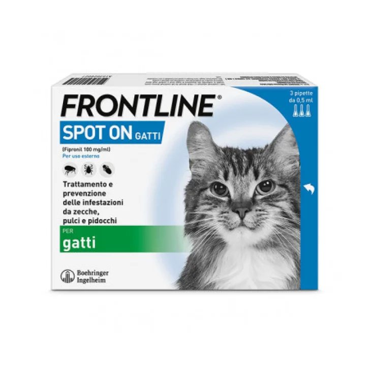 Frontline Spot-On Gatti Antiparassitario 3 Pipette 0,5 ml 50 mg