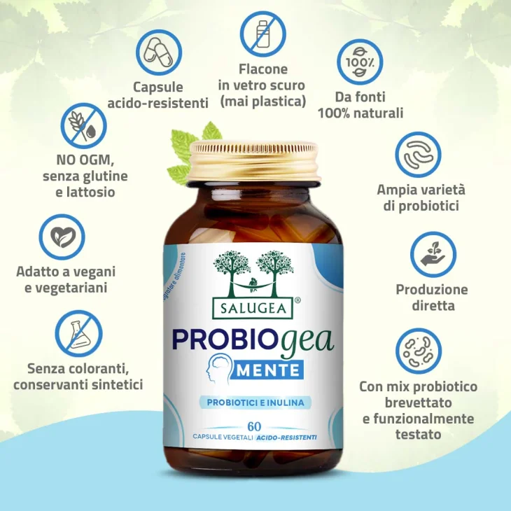 Salugea ProbioGea Mente Probiotici Normale Tono dell'Umore 60 capsule