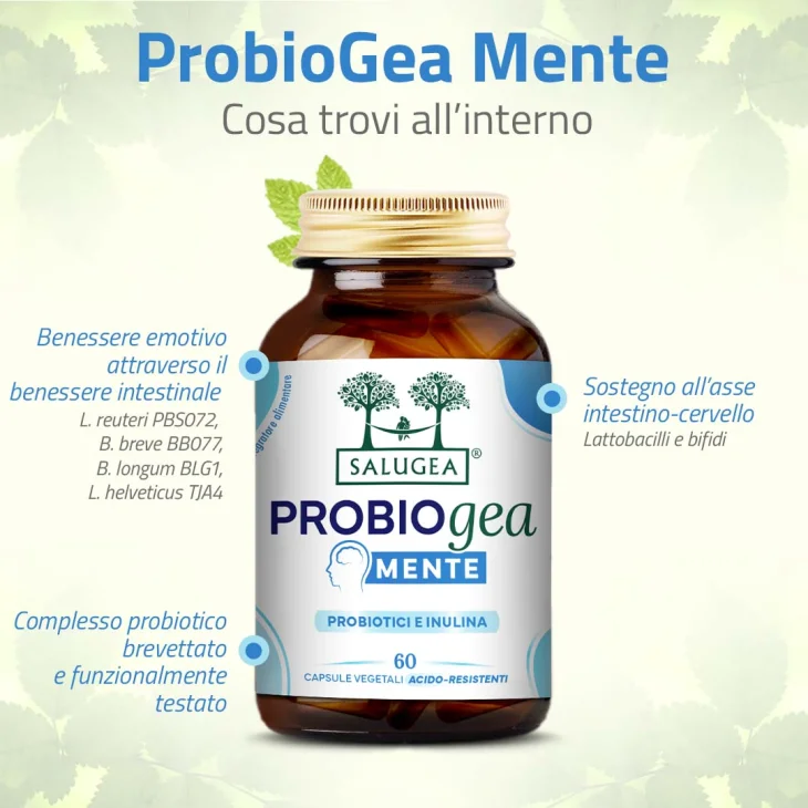 Salugea ProbioGea Mente Probiotici Normale Tono dell'Umore 60 capsule