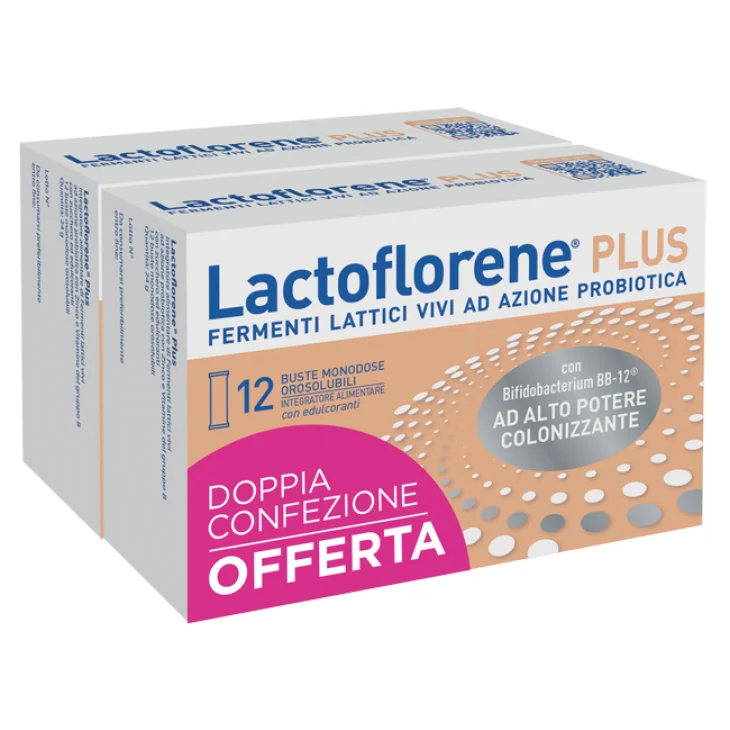Lactoflorene Plus Integratore Alimentare per Equilibrio Flora Intestinale 12 Bustine