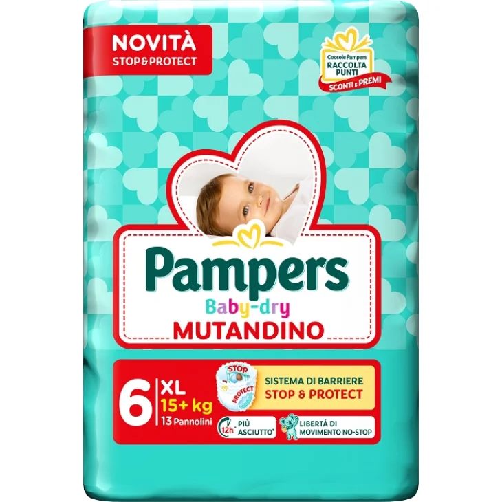 PAMPERS BABY DRY PANNOLINO MUTANDINA EXTRA LARGE SMALL PACK13 PEZZI