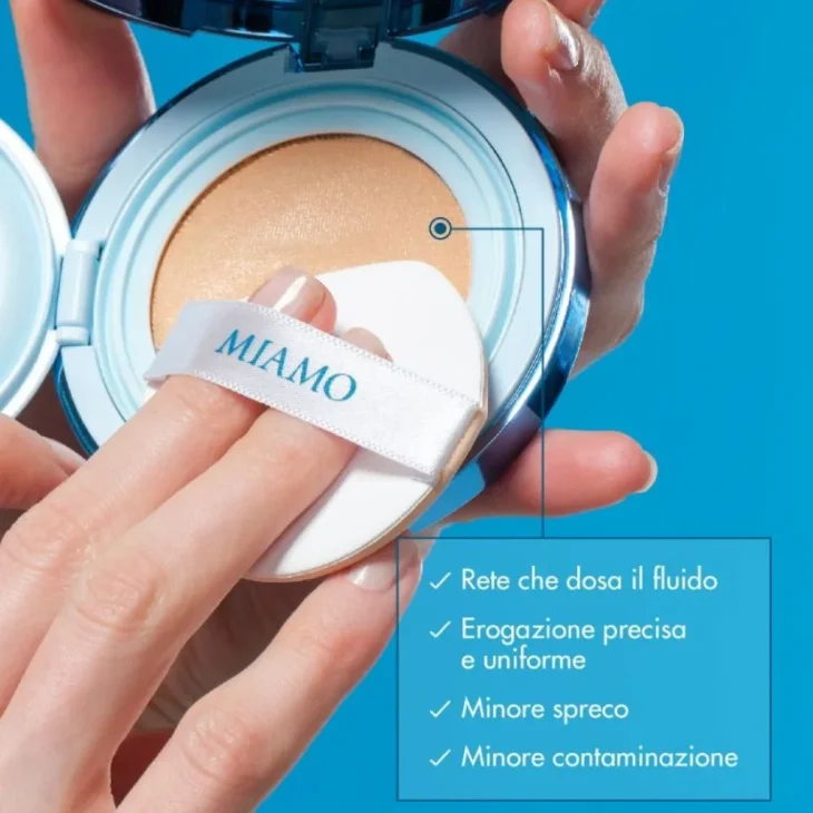 Miamo Second Skin Mesh Fondotinta Cushion con SPF50 Colore Sand 13,5g