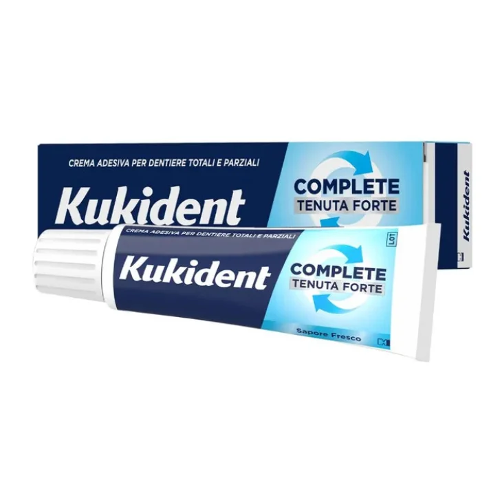 Kukident Complete Fresco Crema Adesiva per Dentiere Tenuta Forte Menta 47g