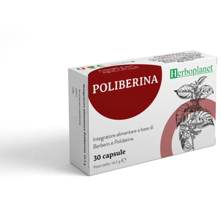Herboplanet Poliberina Berberis Senza Glutine Integratore per la Digestione 30 Capsule