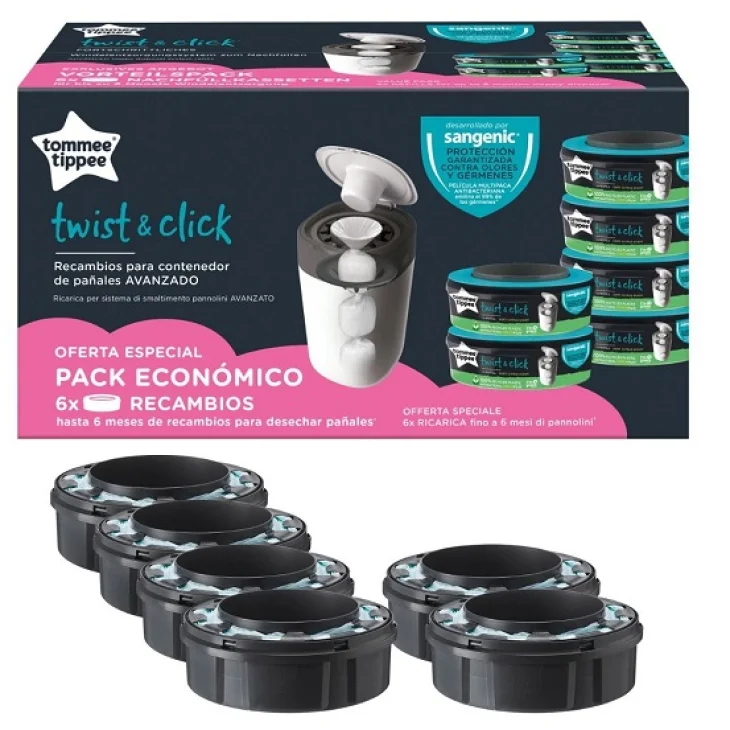 TOMMEE TIPPEE TWIST&CLICK RICARICA SPECIAL PRICE PACK GREEN6 PEZZI