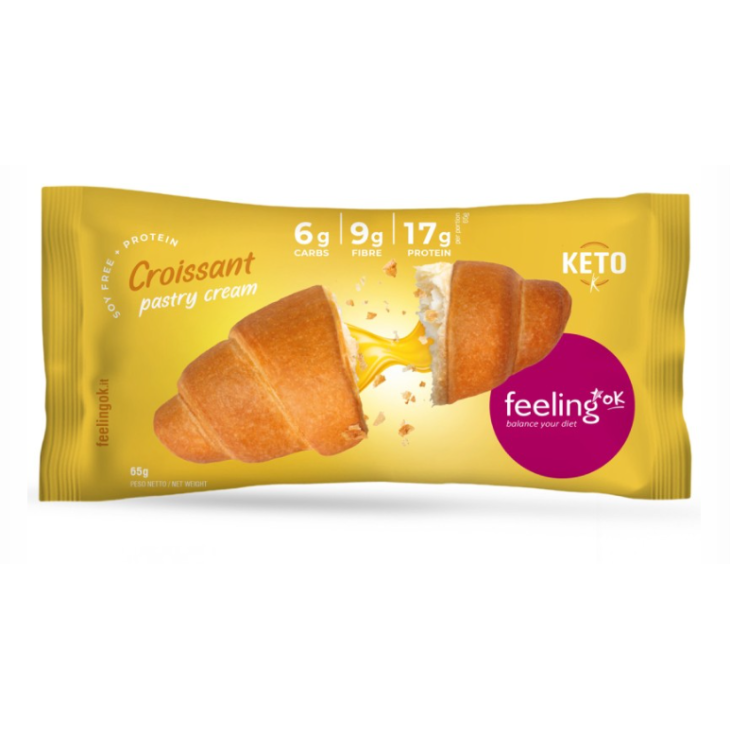 FeelingOk Croissant Ripieno di Crema Pasticcera 65 g