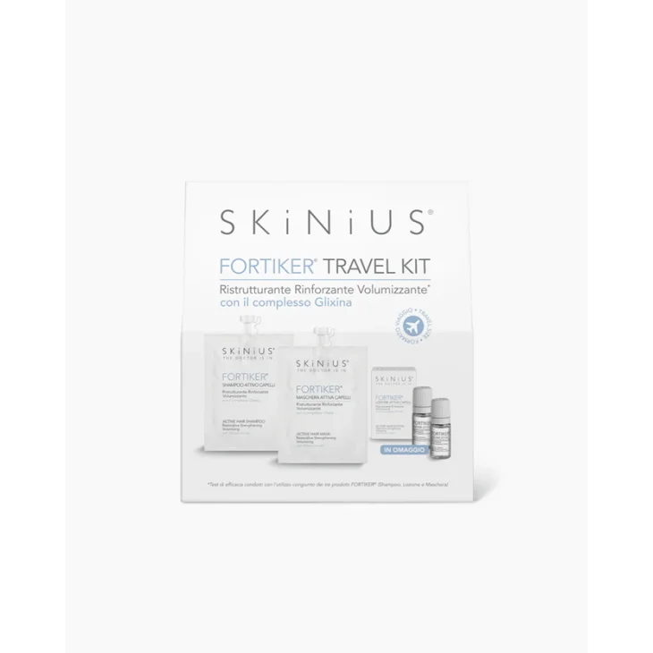 Skinius Fortiker Travel Kit Linea Capelli Ristrutturante Shampoo + Maschera + Lozione