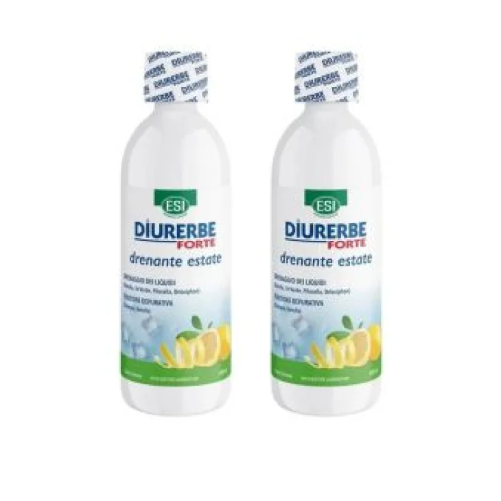 ESI Diuerbe Forte Drenante Estate Gusto Limone Bipack Integratore Magnesio e Potassio 500 ml + 500 ml