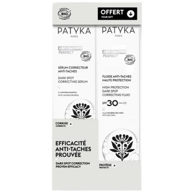 PATYKA Cofanetto Antimacchie Siero Correttore Anti-Macchie 30 ml + Fluido Anti-Macchie Alta Protezione SPF30 50