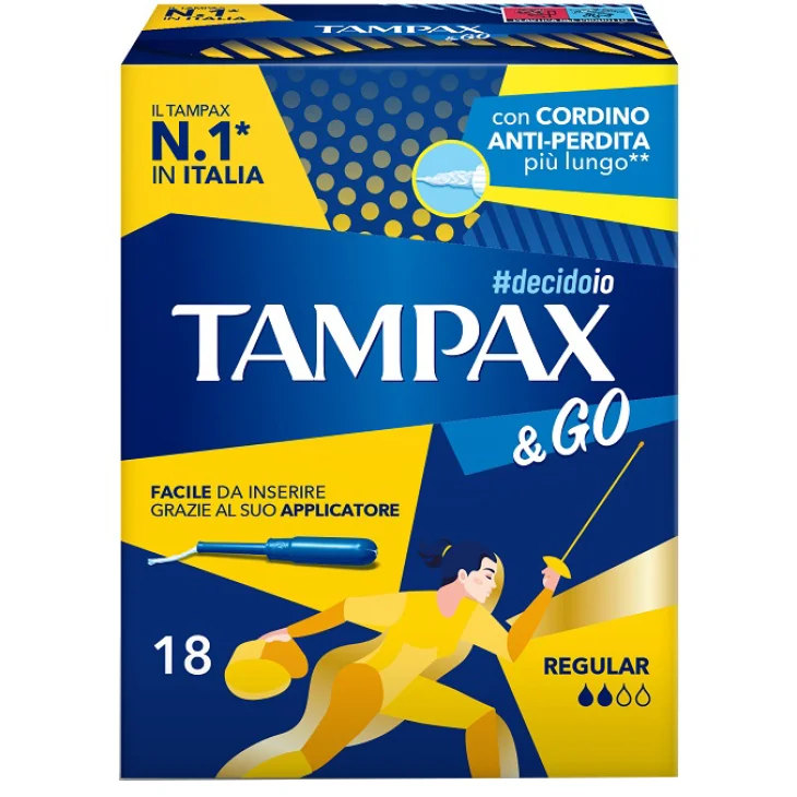 Tampax & Go Regular Assorbente Interno 18 Pezzi Tampax & Go Regular Assorbente Interno 18 Pezzi