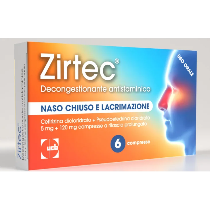 Zirtec Decongestionante Antistaminico 6 Cpr 5 mg + 120 mg