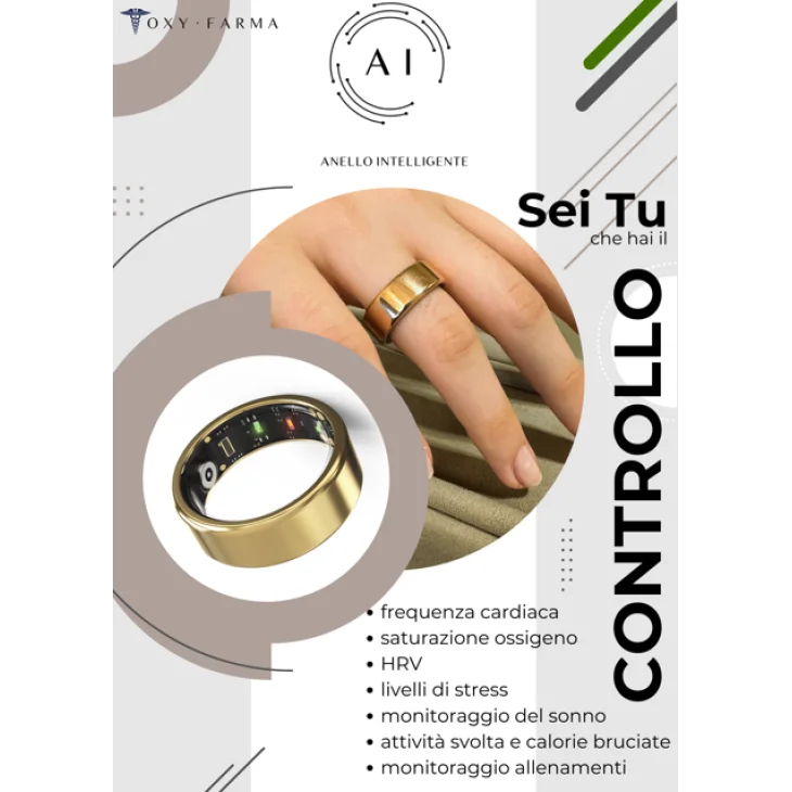 Oxy Farma Anello Intelligente Frequenzimetro Saturimetro Misura 11 Colore ORO