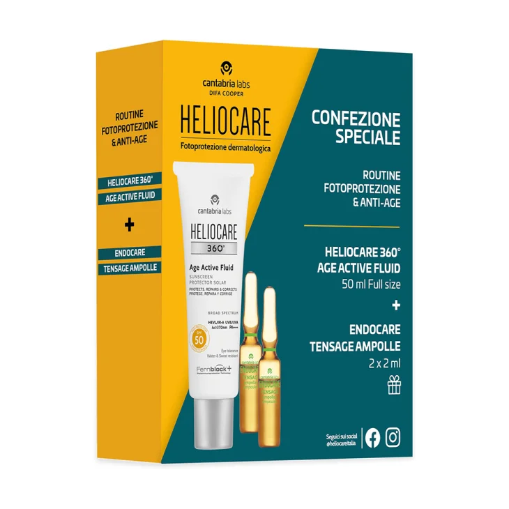 Heliocare 360° Age Active Fluid SPF50 - 50 ml + Endocare Tensage Ampolle 2 fiale da 2 ml