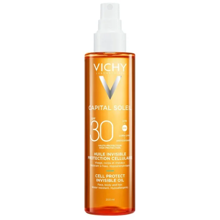 Vichy Capital Soleil Cell Protect SPF30 Olio Invisibile Viso Corpo Capelli 200 ml
