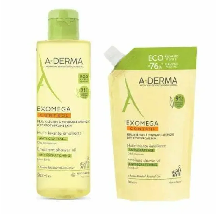 A-Derma Exomega Control Olio Lavante Emolliente 500 ml + Ecoricarica 500 ml