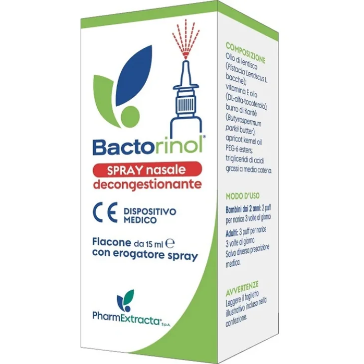 Pharmextracta Bactorinol Spray Nasale Congestione Nasale Emolliente 15ml