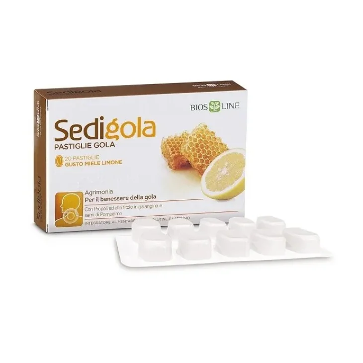 Bios Line Apix Sedigola Miele Limone Contro la Tosse la Gola Irritata 20 Pastiglie