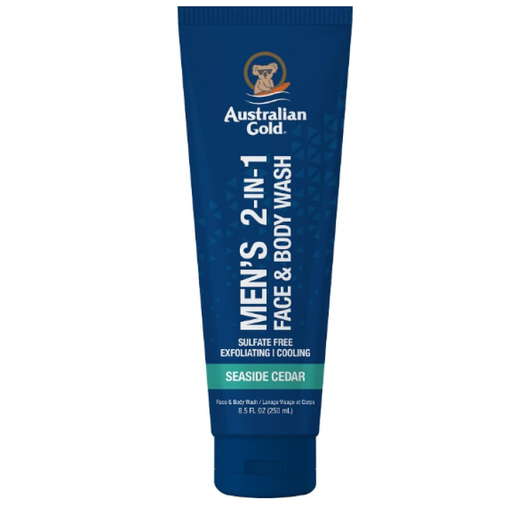 Australian Gold Men's Cedar 2 in 1 Face And Body Detergente Dopo Sole Uomo 250 ml