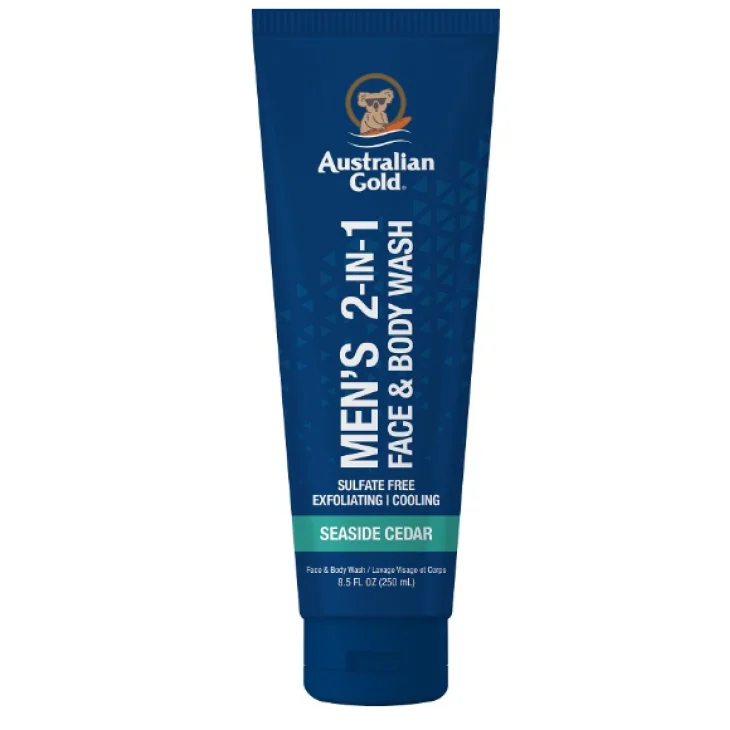 Australian Gold Men's Cedar 2 in 1 Face And Body Detergente Dopo Sole Uomo 250 ml