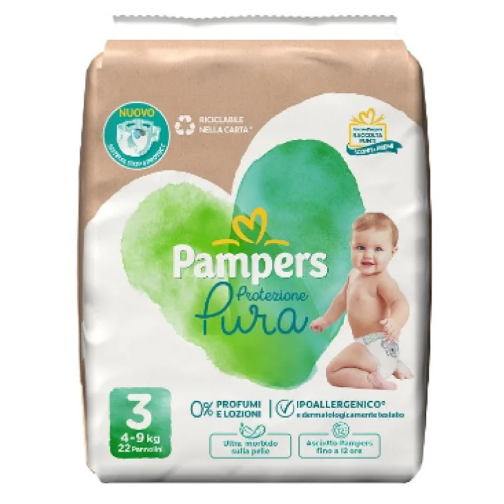 Pampers Protezione Pura Mini Pannolini 4-9 kg 22 pezzi