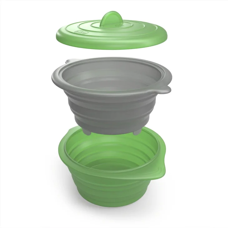 Chicco Vaporiera Pieghevole Silicone Cottura Vapore Microonde 3 pezzi