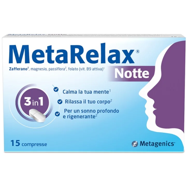 Metagenics MetaRelax Notte Integratore per Sonno e Relax 15 Compresse