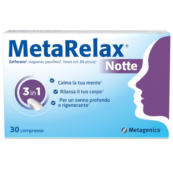 Metagenics MetaRelax Notte Integratore per Sonno e Stress 30 Compresse