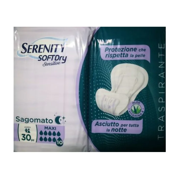Serenity Assorbenti Sagomati Incontinenza Maxi Sensitive Aloe 30 Pezzi