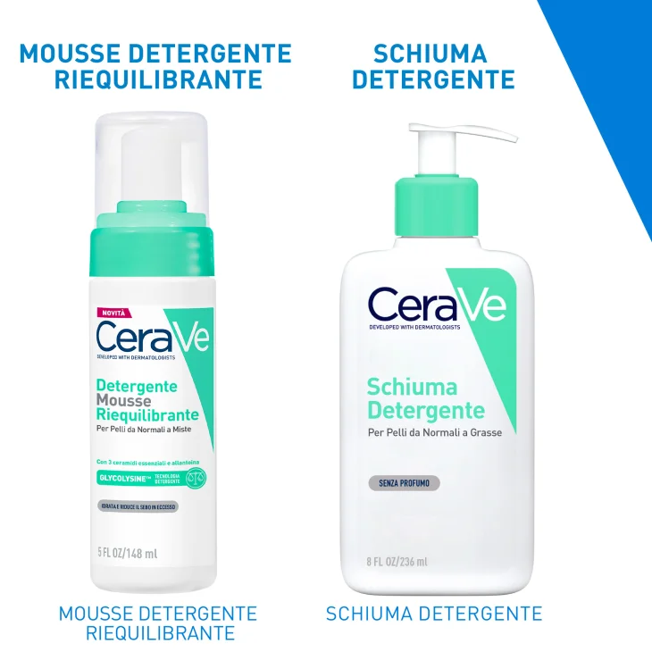 CeraVe Mousse Detergente Riequilibrante Per Pelli Sensibili da Normali a Miste 148ml