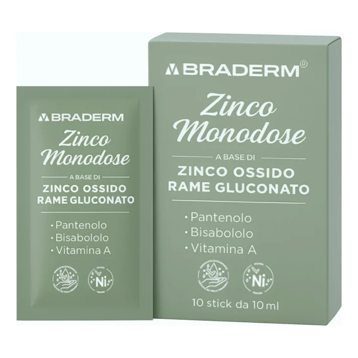 Braderm Zinco Monodose Crema Protettiva E Lenitiva contro gli arrossamenti cutanei 10 Stick da 10 ml Braderm Zinco Monodose Crema Protettiva E Lenitiva contro gli arrossamenti cutanei 10 Stick da 10 ml