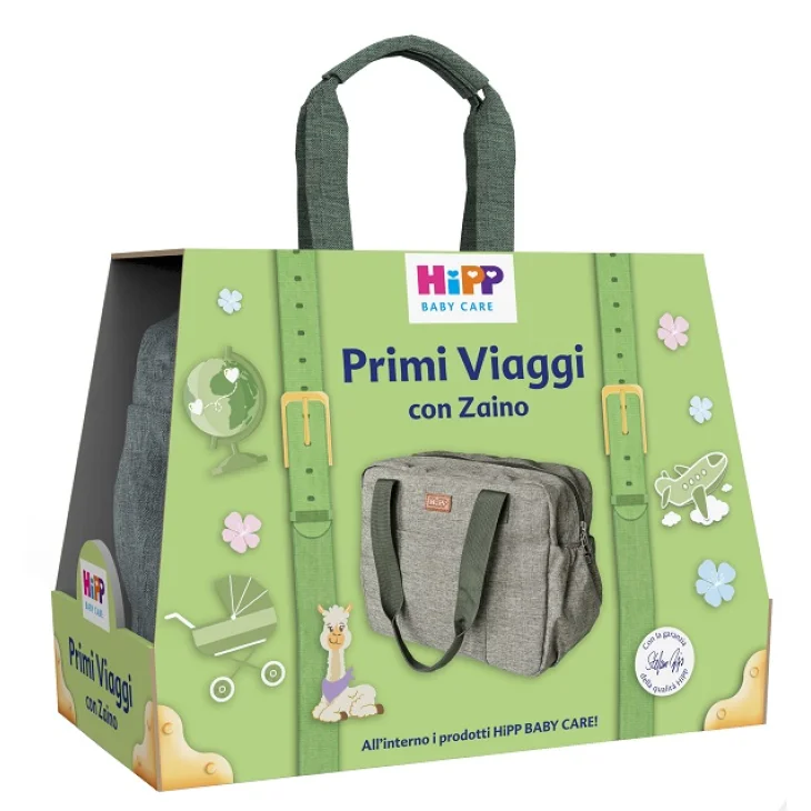 Hipp Cofanetto Primi Viaggi Zaino Baby Care Salviettine 48 Pezzi + Bagno Delicato 350ml + Shampoo Delicato 200ml + Latte Idratante 350ml