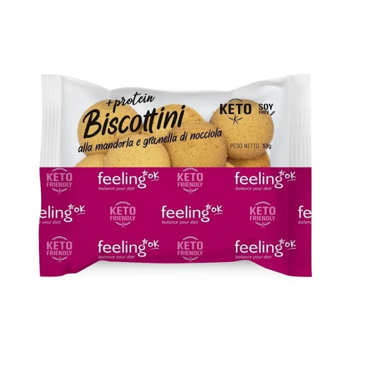 FEELING OK +Protein Biscottini alla Mandorla e Granella di Nocciola 50 g