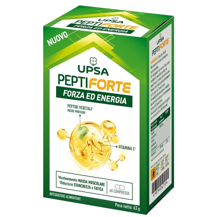 Upsa PeptiForte Forza ed Energia Integratore per Mantenimento Massa Muscolare Stanchezza e Fatica 60 Compresse