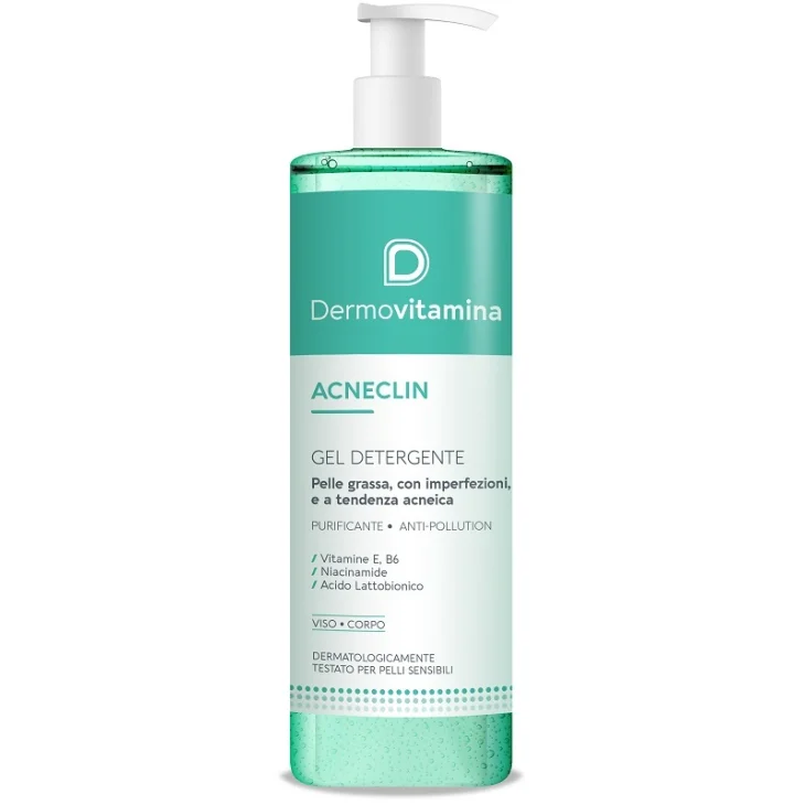 Dermovitamina Acneclin Gel Detergente per Pelle Grassa e Acneica 400 ml