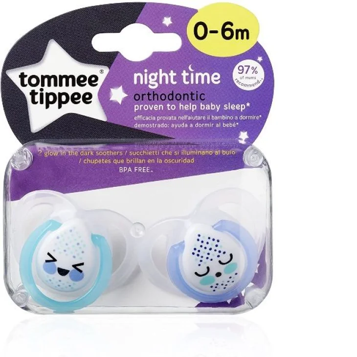 Tommee Tippee Night Time Succhietti per la Notte 0/6 mesi 2 pezzi assortiti Tommee Tippee Night Time Succhietti per la Notte 0/6 mesi 2 pezzi assortiti