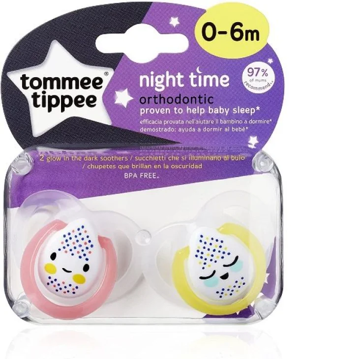 Tommee Tippee Night Time Succhietti per la Notte 0/6 mesi 2 pezzi assortiti