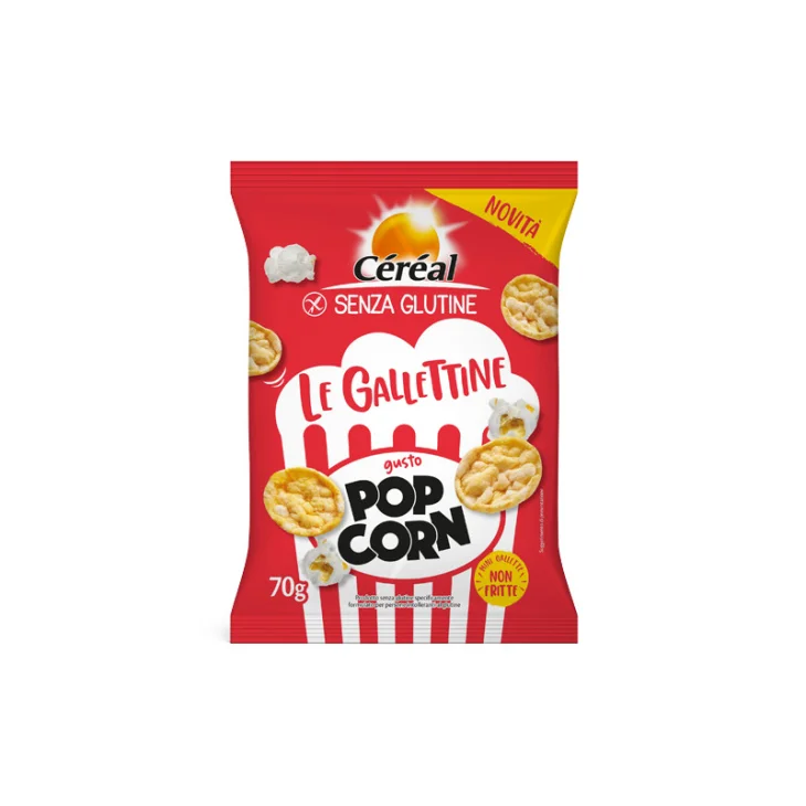 Cereal Gallettine Snack Leggero Senza Glutine Gusto Pop Corn Mais e Riso 70g