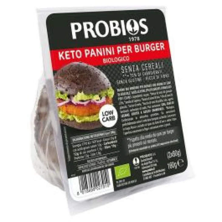 Probios Keto Panini per Burger Senza Glutine Biologici con Farina Semi Girasole Probios Keto Panini per Burger Senza Glutine Biologici con Farina Semi Girasole