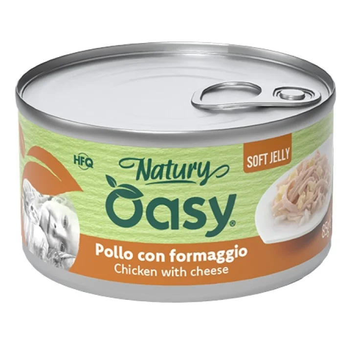 OASY WET CAT NATURY SOFT JELLY POLLO CON FORMAGGIO LATTINA 85 G