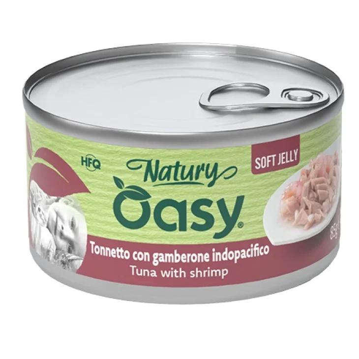 OASY WET CAT NATURY SOFT JELLY TONNETTO CON GAMBERONE LATTINA 85 G