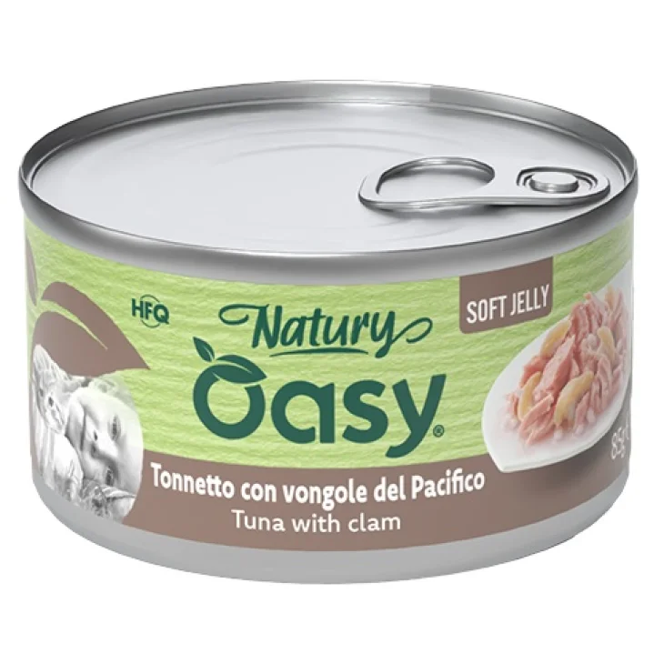 OASY WET CAT NATURY SOFT JELLY TONNETTO CON VONGOLE LATTINA85 G