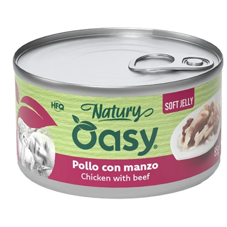OASY WET CAT NATURY SOFT JELLY POLLO CON MANZO LATTINA 150 G