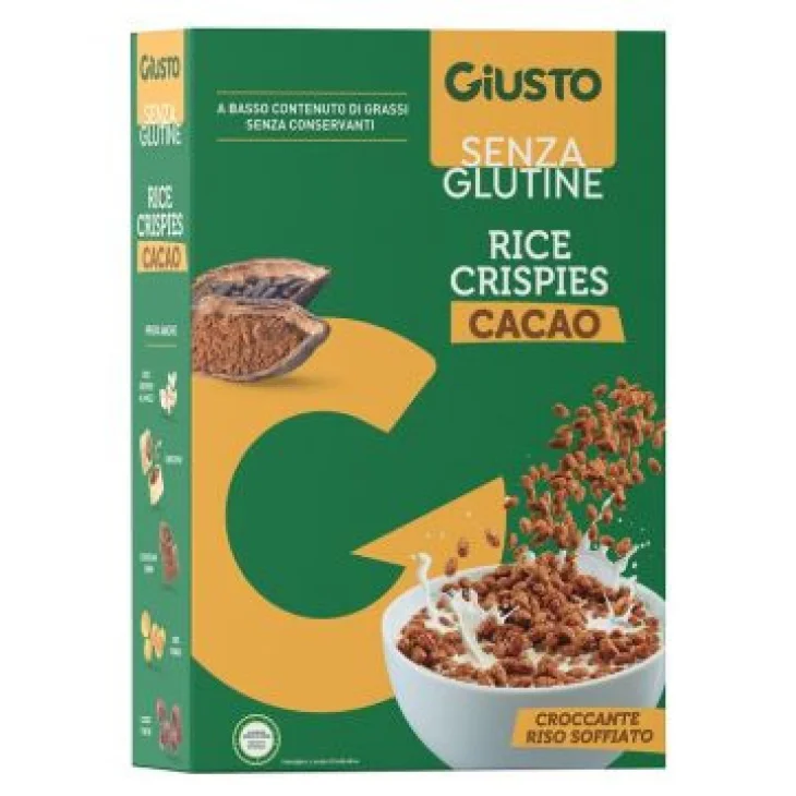 Giusto Rice Crispies al cacao Cereali di Riso Soffiato Senza Glutine 200g