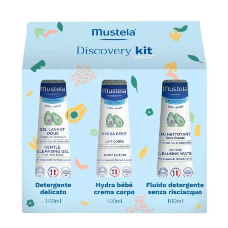 Mustela Discovery Kit Cofanetto Detergente Delicato 100 ml + Crema Corpo 100 ml + Detergente Senza Risciacquo 100 ml Mustela Discovery Kit Cofanetto Detergente Delicato 100 ml + Crema Corpo 100 ml + Detergente Senza Risciacquo 100 ml
