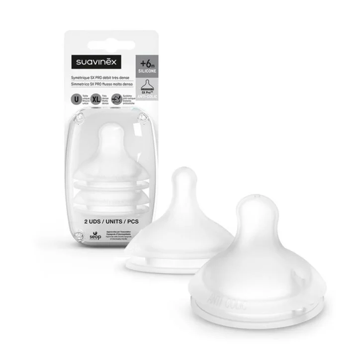 Suavinex Tettarella Silicone Flusso Pappa Sistema Anticolica XL 2 Pezzi