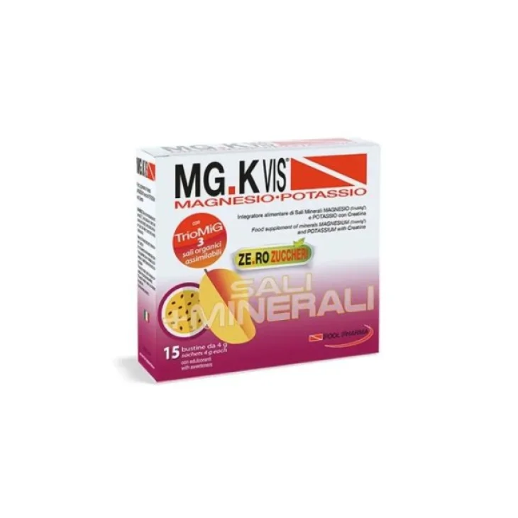MGK Vis Magnesio e Potassio Integratore Idrosalinico Gusto Mango e Passion Fruit 15 Bustine