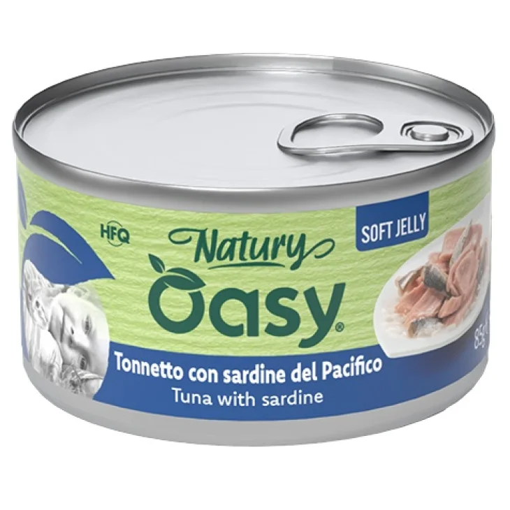 OASY WET CAT NATURY SOFT JELLY TONNETTO CON SARDINE LATTINA150 G