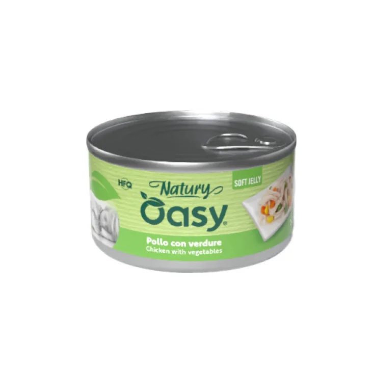 Oasy Wet Dog Natury Soft Jelly Pollo con Verdure Lattina 150 gr Oasy Wet Dog Natury Soft Jelly Pollo con Verdure Lattina 150 gr